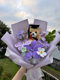 Purple Graduation Teddy Bear Flower Bouquet — photo 1
