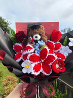 Large Red Graduation Teddy Flower Bouquet — photo 2
