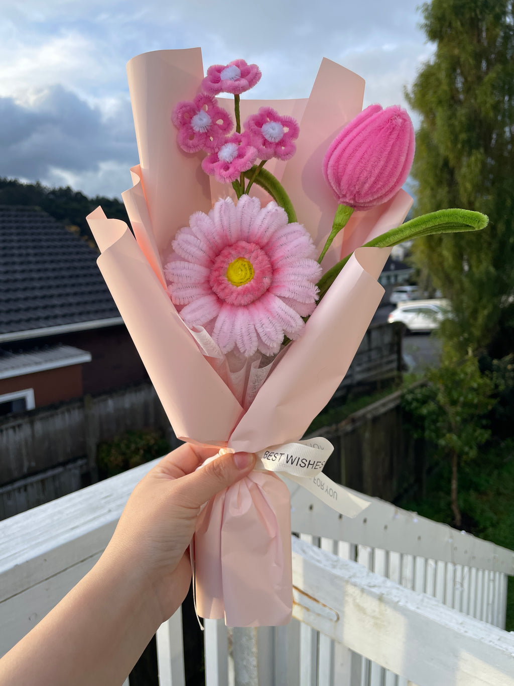 Various Colors Surprise Pipe Cleaner Flower Bouquet Handmade in Auckland