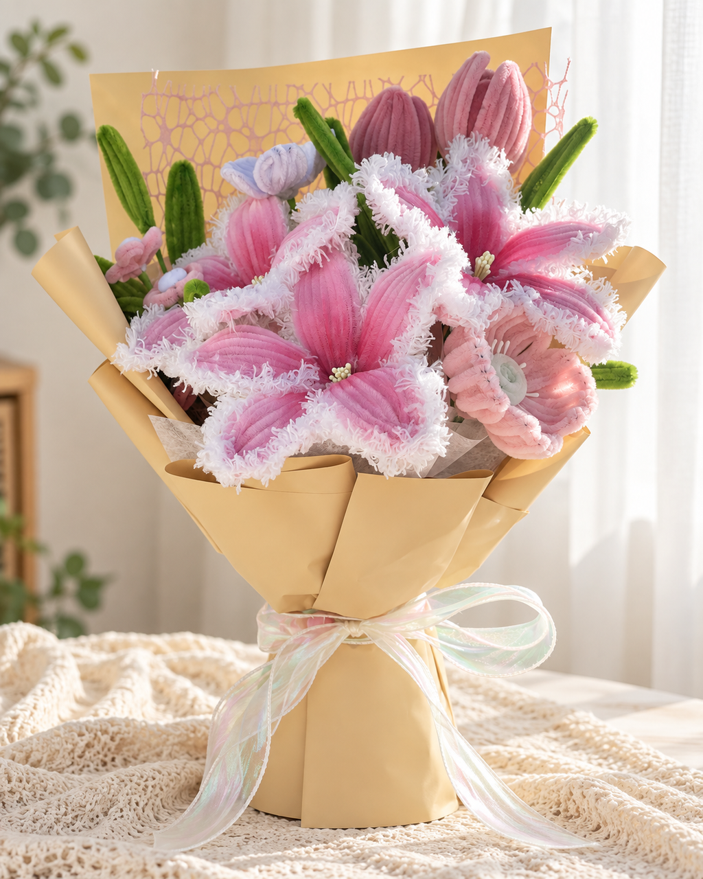 Everlasting Pink Fluffy Lily Bouquet