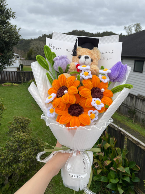 Everlasting Graduation Teddy and Sunflower Bouquet