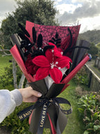 Black & Red Lily and Rose Bouquet