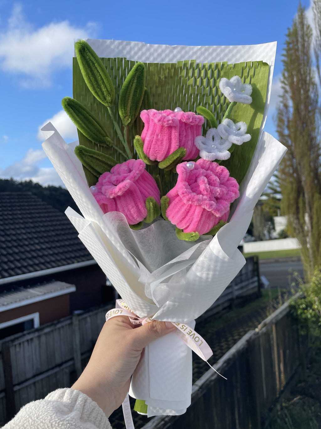 Handmade Pipe Cleaner Rose Bouquets Small & Medium Sizes