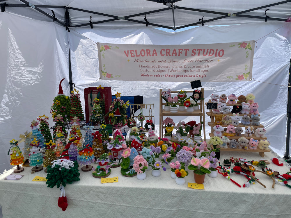 Velora handmade flower stall at an Auckland market