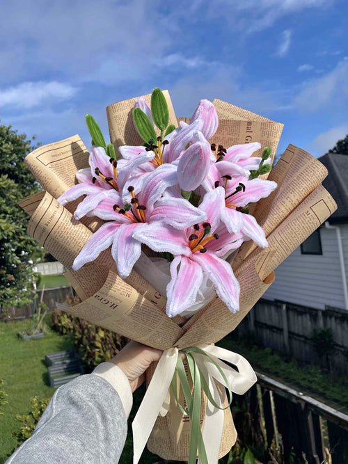 Handmade Pink Lily Bouquet — original 1