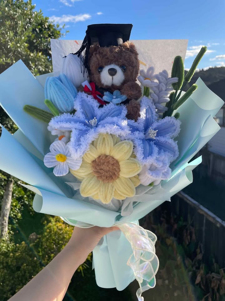 Pink Lily Graduation Bouquet with Teddy Bear — original 2