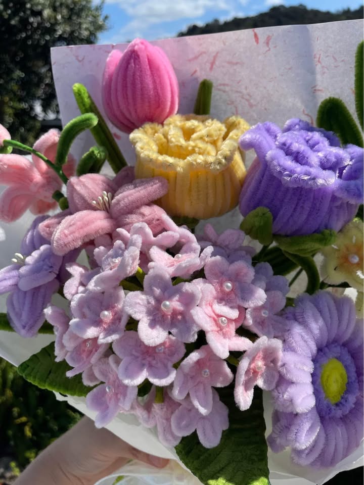 Hydrangea, Lily and Rose Handmade Flower Bouquet — original 2