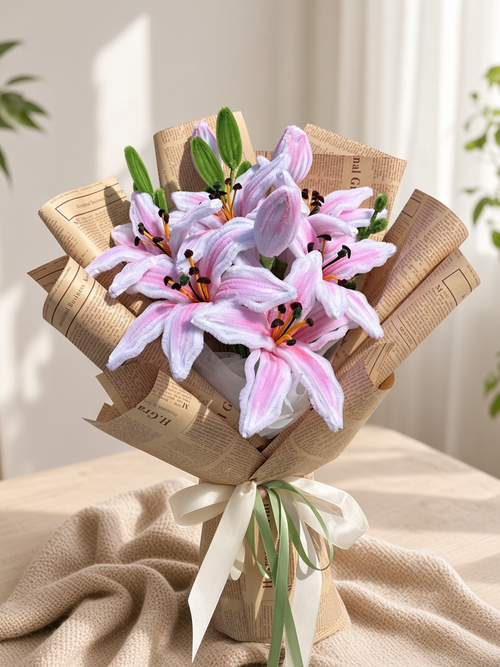 Handmade Pink Lily Bouquet