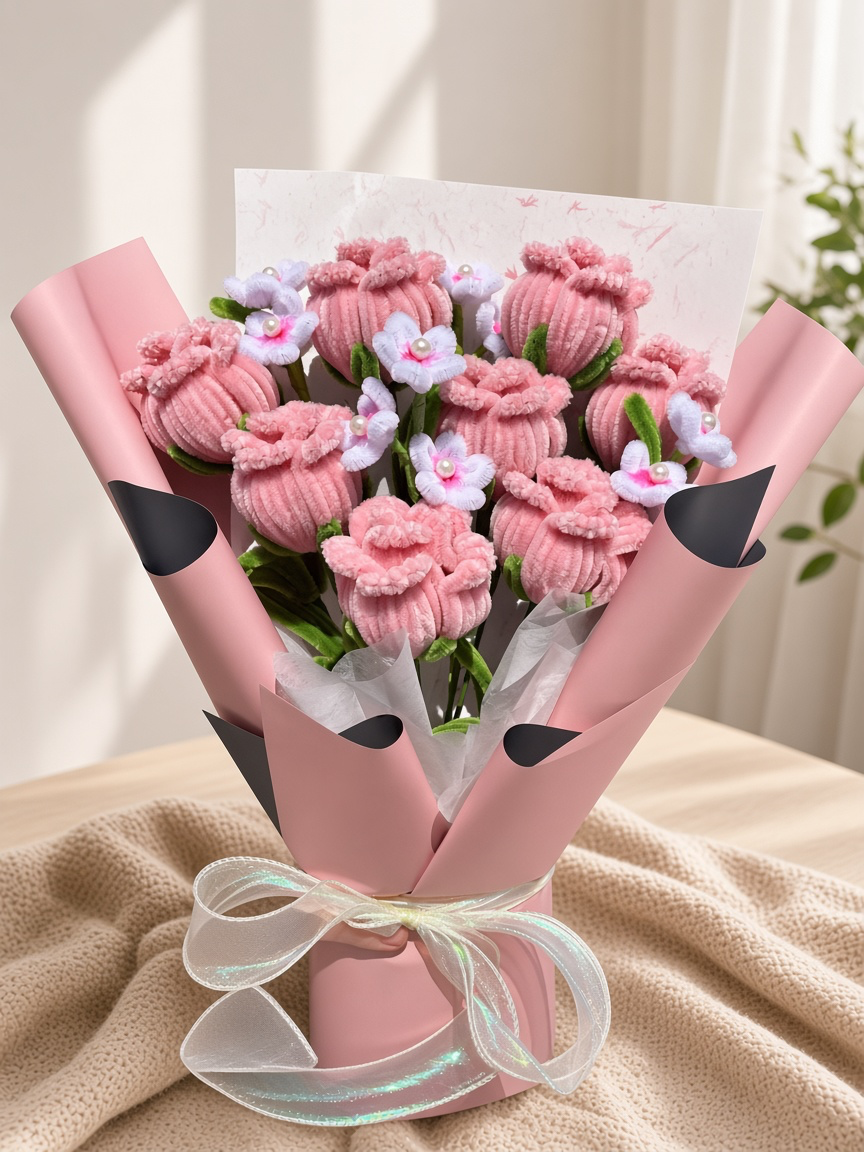 Handmade Pink Rose Bouquet