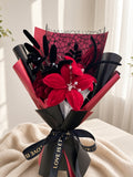 Black and Red Pipe Cleaner Lily and Rose Bouquet