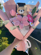 Pink Lily Graduation Bouquet with Teddy Bear — photo 2