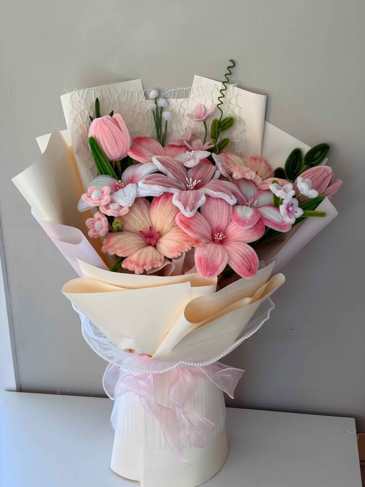 Pink Pastel Lily and Tulip Bouquet